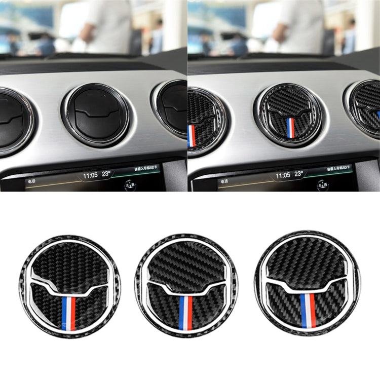 Adesivo decorativo per presa d'aria in fibra di carbonio color USA da 9 pezzi per Ford Mustang 2015-2017, Air Outlet