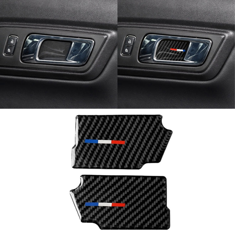 2 pezzi auto usa colore fibra di carbonio porta maniglia interna pannello da polso adesivo decorativo per Ford Mustang 2015-2017, Door Inner Handle Wrist