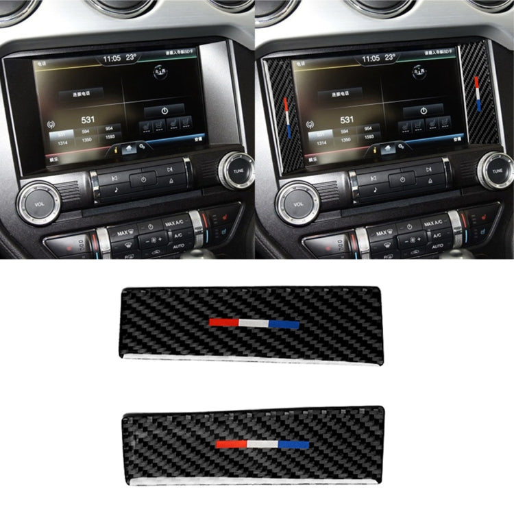 Adesivo decorativo per controllo centrale in fibra di carbonio color USA da 2 pezzi per Ford Mustang 2015-2017, Central Control