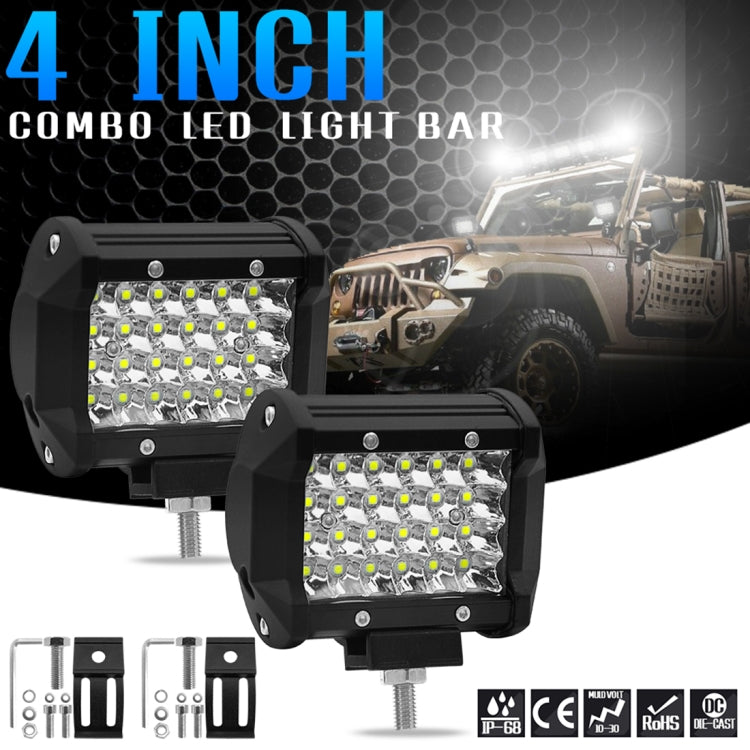 Striscia LED da 4 pollici 18W 1800LM 4 file di lavoro Refit Lampada per fuoristrada Lampada da tetto per tetto, 4 inch 72W