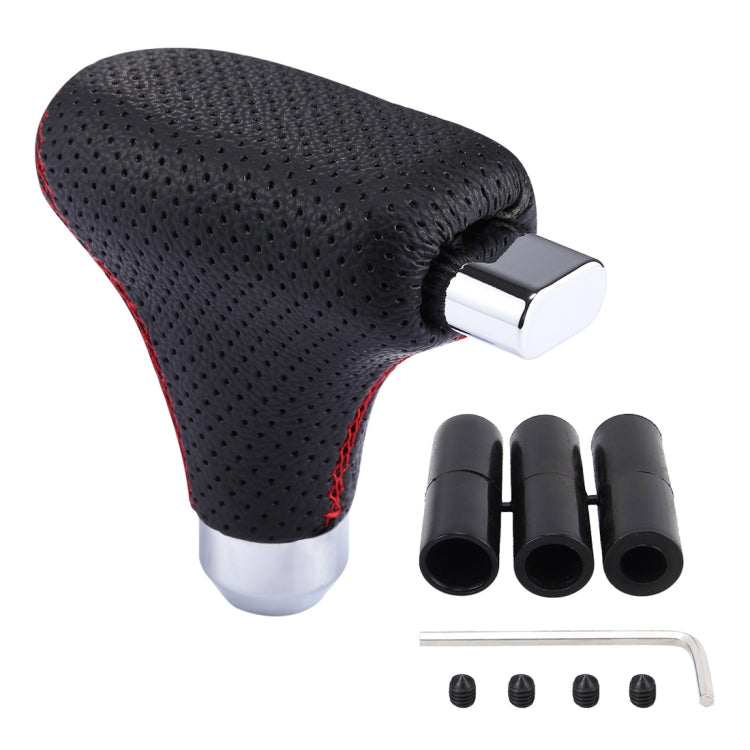 Pomello del cambio automatico manuale per auto universale per veicolo in pelle nera, Black Leather Shifter Cover