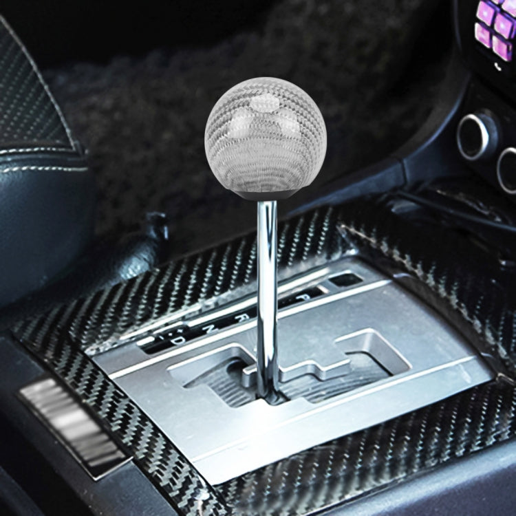 Pomello del cambio per auto universale per veicolo, pomello del cambio manuale automatico con sfera in fibra di carbonio, Ball Gear Shift Knob, Black, Silver