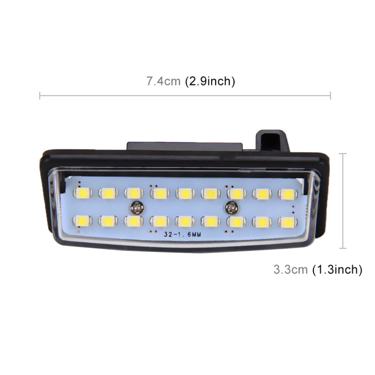 2 pz. Luce targa a LED 18-SMD Lampadine Lampade per Nissan/Teana 03 / Tada 03-08 /Sylphy 2008 /Sunny 2001-2006,2W 120LM,6000K, DC12V (luce bianca), for Nissan