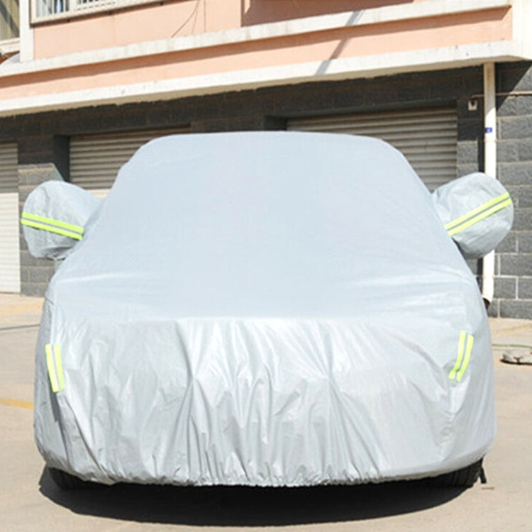 Copriauto per berlina antipolvere e resistente al sole in PVC con strisce di avvertenza, adatto per auto fino a 4,9 m (191 pollici) di lunghezza, 191inch (XL)
