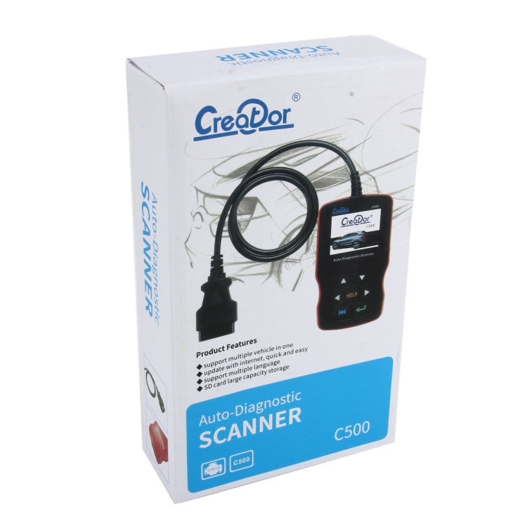 Scanner di codici C500 Display da 320 * 240 pixel Scanner per auto Lettore di codici di errore Aggiornamento scanner Strumento diagnostico automobilistico online, supporto scheda SD, C500