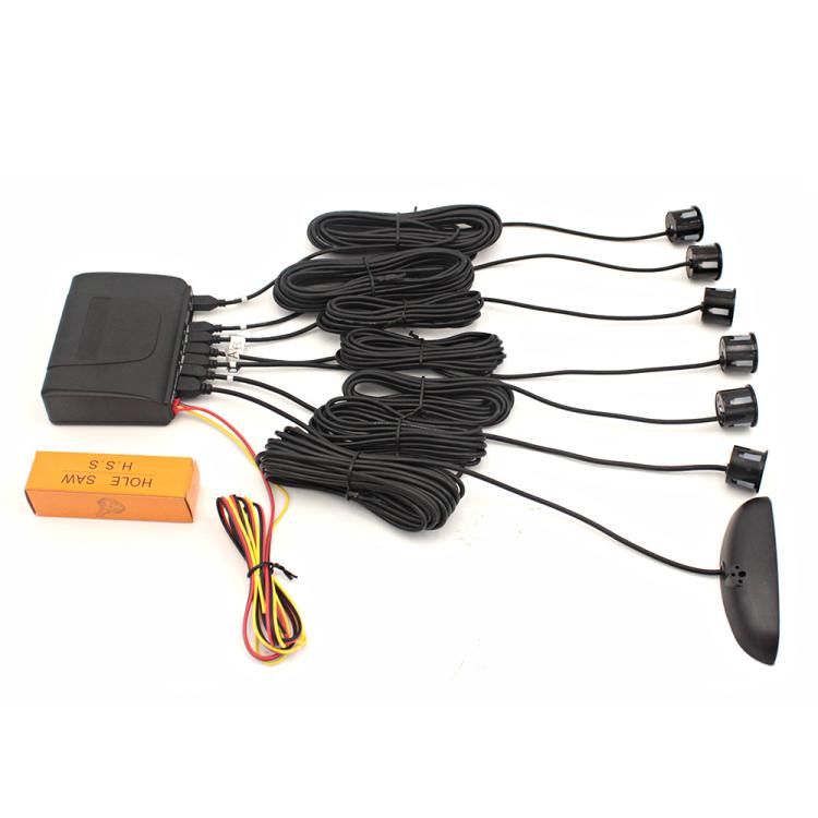 PZ-300-6 Cicalino di retromarcia per auto e sensori LED Sistema di assistenza per allarme di parcheggio con 6 radar posteriori, with 6 Rear Radar