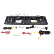 PZ600-L Europa Telaio targa auto Telecamera posteriore Sistema di parcheggio visivo per retrovisione con 2 rilevatori radar di retromarcia, with 2 Reversing Radar Detector