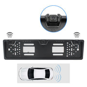 PZ600-L Europa Telaio targa auto Telecamera posteriore Sistema di parcheggio visivo per retrovisione con 2 rilevatori radar di retromarcia, with 2 Reversing Radar Detector