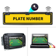 PZ600-L Europa Telaio targa auto Telecamera posteriore Sistema di parcheggio visivo per retrovisione con 2 rilevatori radar di retromarcia, with 2 Reversing Radar Detector