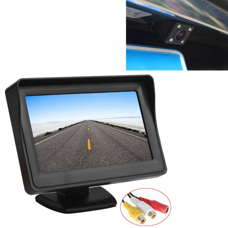 PZ601-C TFT LCD 2 ingressi video Monitor di parcheggio da 4,3 pollici 2 in 1 con 648*488 pixel Telecamera per retromarcia Obiettivo in vetro con cavo video RCA da 6 m, PZ601-C