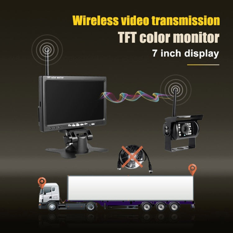 PZ607-W Telecamera di backup e monitor per veicoli senza fili per camion Telecamera posteriore per visione notturna a infrarossi con monitor HD da 7 pollici per rimorchio camper, PZ607-W