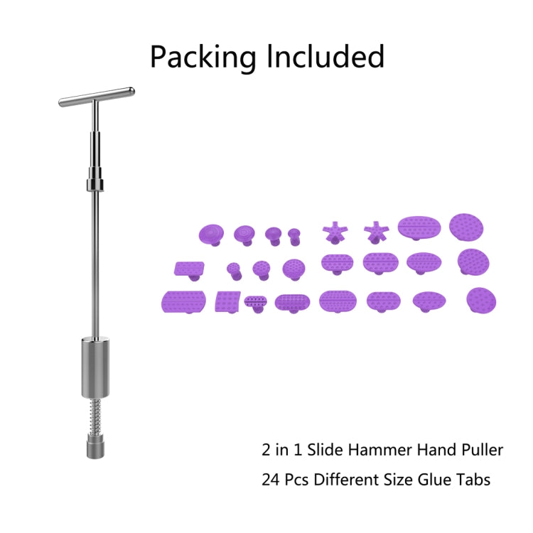 Kit di attrezzi per riparazione auto PDR Dent Strumenti di riparazione senza vernice Estrattore per ammaccature Martello scorrevole Martello inverso Ventose in alluminio per ammaccature, With Red T handle, Without Red T handle