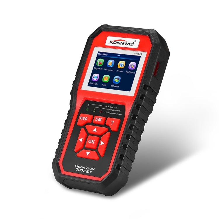 KONNWEI KW850 OBDII / CAN Strumenti di scansione diagnostica automatica per auto Lo strumento di scansione dell'adattatore per scansione automatica supporta 8 lingue e 6 protocolli (può anche rilevare batteria e tensione, rilevare solo auto a benzina 1...