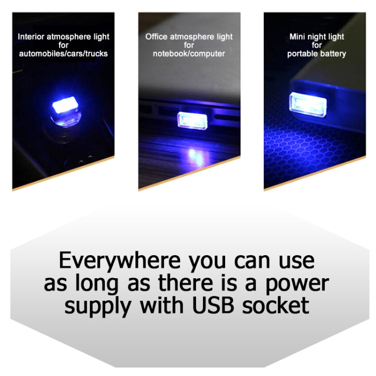 Lampada decorativa per illuminazione di emergenza a LED USB per auto universale per PC, Ice Blue, Blue Light, Pink Light, Green Light, Red Light, White Light, Yellow Light