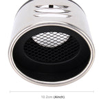 Tubo di punta del silenziatore di scarico imbullonato curvo in acciaio inossidabile per styling auto universale con rete, Curved/Black, Curved with Mesh