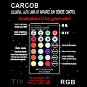 2 lampadine LED RGB SMD W5W 194 T10 multicolori COB 12 con telecomando Lampada targa con luci laterali a cuneo, DC 12V, 2 PCS W5W 194 T10