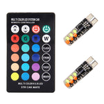 2 lampadine LED RGB SMD W5W 194 T10 multicolori COB 12 con telecomando Lampada targa con luci laterali a cuneo, DC 12V, 2 PCS W5W 194 T10