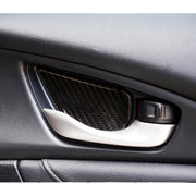Adesivo decorativo per decalcomanie per rivestimento interno della maniglia della porta interna in fibra di carbonio per Honda Civic 10th Gen, Inner Door Bowl