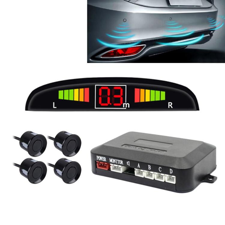 Sistema radar di retromarcia con cicalino per auto - Sistema radar di retromarcia con 4 sensori di parcheggio di qualità premium con display LCD