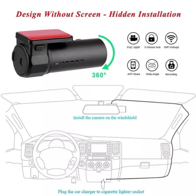 Mini telecamera da cruscotto per auto Monitor WiFi Full HD Dashcam Videoregistratore Videocamera Rilevazione movimento, supporto scheda TF e Android e IOS, K602