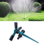 Sistema di irrigazione del prato con irrigatori d'acqua da giardino regolabili rotanti a 360° con 3 spruzzatori a braccio e base a punta, 360 Rotating Water Sprinkler (Blue), 360 Rotating Water Sprinkler (Green)