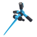 Sistema di irrigazione del prato con irrigatori d'acqua da giardino regolabili rotanti a 360° con 3 spruzzatori a braccio e base a punta, 360 Rotating Water Sprinkler (Blue), 360 Rotating Water Sprinkler (Green)