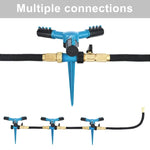 Sistema di irrigazione del prato con irrigatori d'acqua da giardino regolabili rotanti a 360° con 3 spruzzatori a braccio e base a punta, 360 Rotating Water Sprinkler (Blue), 360 Rotating Water Sprinkler (Green)