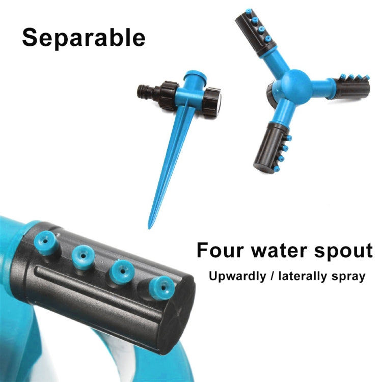 Sistema di irrigazione del prato con irrigatori d'acqua da giardino regolabili rotanti a 360° con 3 spruzzatori a braccio e base a punta, 360 Rotating Water Sprinkler (Blue), 360 Rotating Water Sprinkler (Green)