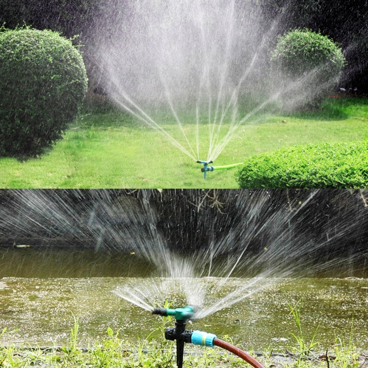 Sistema di irrigazione del prato con irrigatori d'acqua da giardino regolabili rotanti a 360° con 3 spruzzatori a braccio e base a punta, 360 Rotating Water Sprinkler (Blue), 360 Rotating Water Sprinkler (Green)