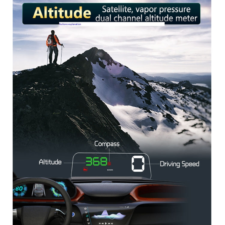 T900 GPS per auto HUD Scheda riflettente virtuale HD Head-up Display, visualizzazione velocità e distanza di guida/tempo, allarme di velocità eccessiva, tensione e bassa tensione, guida a fatica, T900  Green + White, T900 Blue + White, T900  White