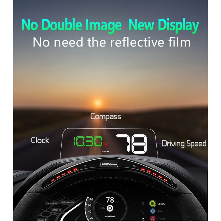 T900 GPS per auto HUD Scheda riflettente virtuale HD Head-up Display, visualizzazione velocità e distanza di guida/tempo, allarme di velocità eccessiva, tensione e bassa tensione, guida a fatica, T900  Green + White, T900 Blue + White, T900  White