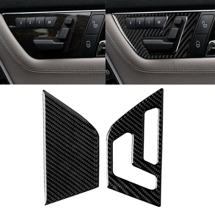 Adesivo decorativo per pannello di regolazione del sedile con guida a destra in fibra di carbonio per auto da 2 pezzi per Mercedes-Benz W204 2007-2013, Right Drive Seat Adjustment