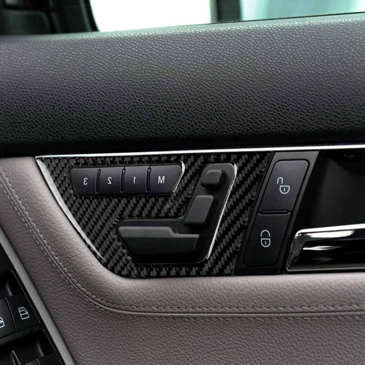 Adesivo decorativo per pannello di regolazione del sedile con guida a destra in fibra di carbonio per auto da 2 pezzi per Mercedes-Benz W204 2007-2013, Right Drive Seat Adjustment