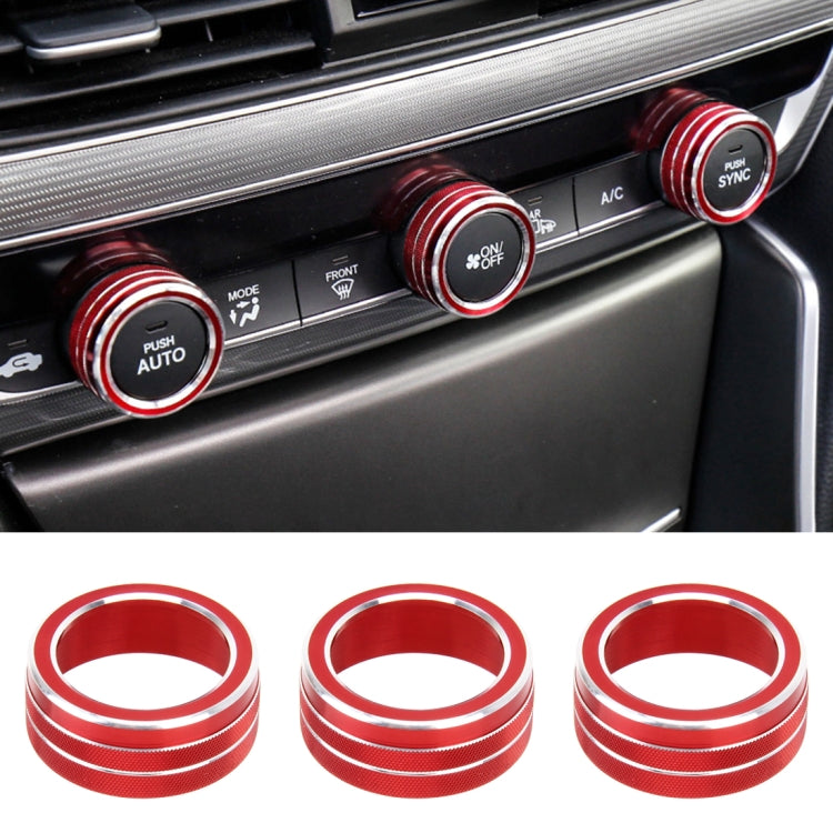 Custodia per manopola del condizionatore d'aria in lega di alluminio per auto da 3 pezzi per Honda Accord di decima generazione, For Honda Tenth Generation Accord(Blue), For Honda Tenth Generation Accord(Red)
