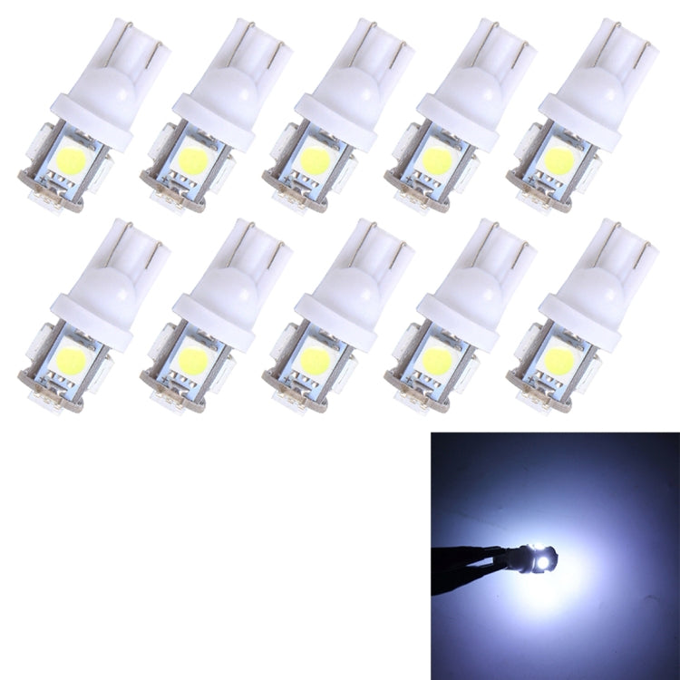 Lampada per luci di ingombro per auto 10PCS T10 3W 5500K SMD 5050 5 LED, DC 12V, 5630-5smd LED