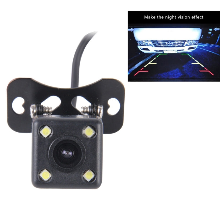 720×540 Pixel effettivi PAL 50HZ / NTSC 60HZ CMOS II Telecamera di retromarcia per auto universale impermeabile con 4 lampade a LED, DC 12V, Lunghezza cavo: 4m, 4 LED Lamp