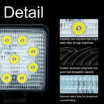 Lampadine a LED per faretti da lavoro nautici per barche per auto impermeabili a forma quadrata a luce bianca da 6,7 W, DC 9-30 V, 27W