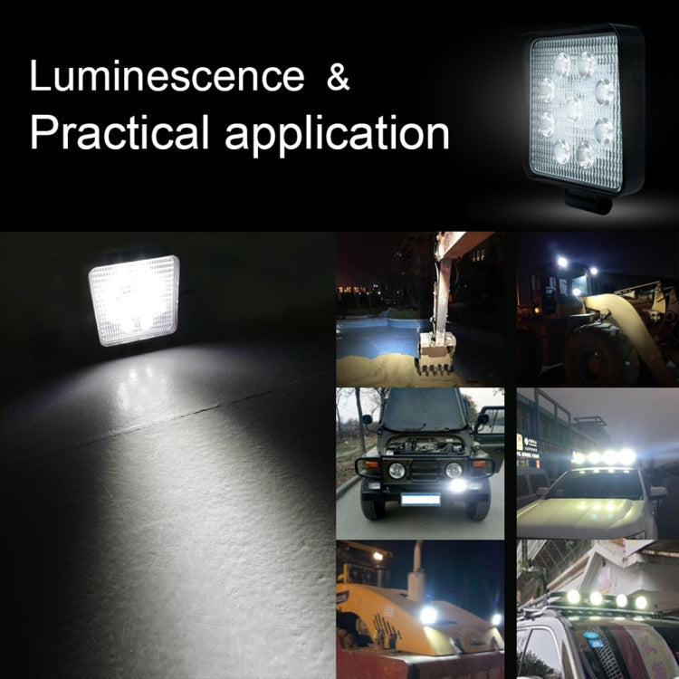 Lampadine a LED per faretti da lavoro nautici per barche per auto impermeabili a forma quadrata a luce bianca da 6,7 W, DC 9-30 V, 27W