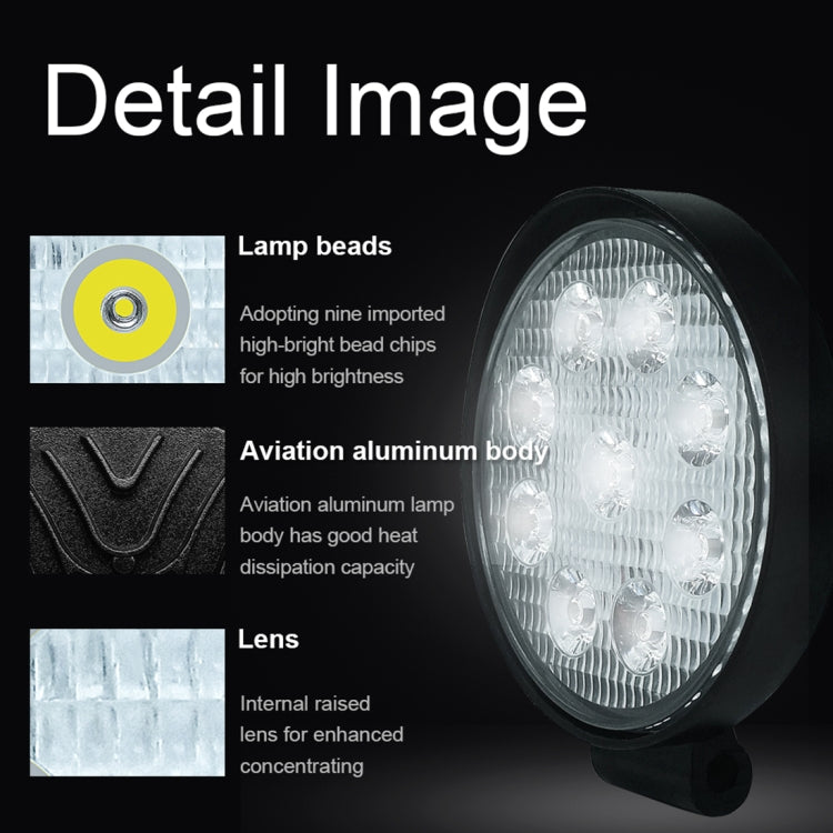 Lampadine a LED per faretti da lavoro marini per barche per auto impermeabili a forma rotonda a luce bianca da 6,7 W, DC 9-30 V, 27W