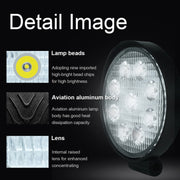 Lampadine a LED per faretti da lavoro marini per barche per auto impermeabili a forma rotonda a luce bianca da 6,7 W, DC 9-30 V, 27W