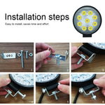 Lampadine a LED per faretti da lavoro marini per barche per auto impermeabili a forma rotonda a luce bianca da 6,7 W, DC 9-30 V, 27W