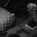 2 pezzi di copertura del freno a mano per auto, pomello del cambio, set di cuscini per leva del cambio, copertura per accessori per auto, decorazione interna, 2 PCS  Red, 2 PCS Red  White