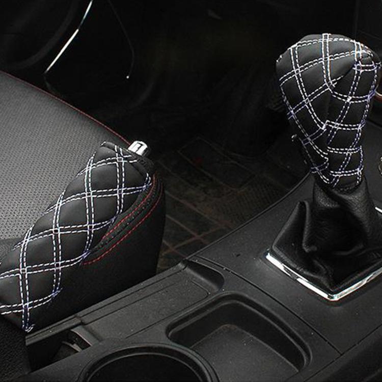2 pezzi di copertura del freno a mano per auto, pomello del cambio, set di cuscini per leva del cambio, copertura per accessori per auto, decorazione interna, 2 PCS  Red, 2 PCS Red  White