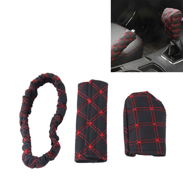 3 pezzi copertura freno a mano per auto pomello del cambio leva del cambio set di cuscini set di specchietti retrovisori copertura accessori per auto decorazione interna pad, 3 PCS Red, 3 PCS White