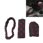 3 pezzi copertura freno a mano per auto pomello del cambio leva del cambio set di cuscini set di specchietti retrovisori copertura accessori per auto decorazione interna pad, 3 PCS Red, 3 PCS White