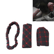 3 pezzi copertura freno a mano per auto pomello del cambio leva del cambio set di cuscini set di specchietti retrovisori copertura accessori per auto decorazione interna pad, 3 PCS Red, 3 PCS White