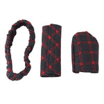 3 pezzi copertura freno a mano per auto pomello del cambio leva del cambio set di cuscini set di specchietti retrovisori copertura accessori per auto decorazione interna pad, 3 PCS Red, 3 PCS White