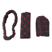 3 pezzi copertura freno a mano per auto pomello del cambio leva del cambio set di cuscini set di specchietti retrovisori copertura accessori per auto decorazione interna pad, 3 PCS Red, 3 PCS White