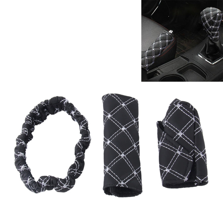 3 pezzi copertura freno a mano per auto pomello del cambio leva del cambio set di cuscini set di specchietti retrovisori copertura accessori per auto decorazione interna pad, 3 PCS Red, 3 PCS White