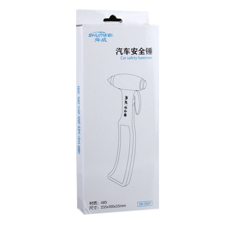SHUNWEI SD-3501 Taglierina per cinture di sicurezza per finestre Strumento di salvataggio automatico Guscio in plastica ideale Martello di emergenza per sicurezza auto con nastro adesivo e telaio di fissaggio, SD-3501